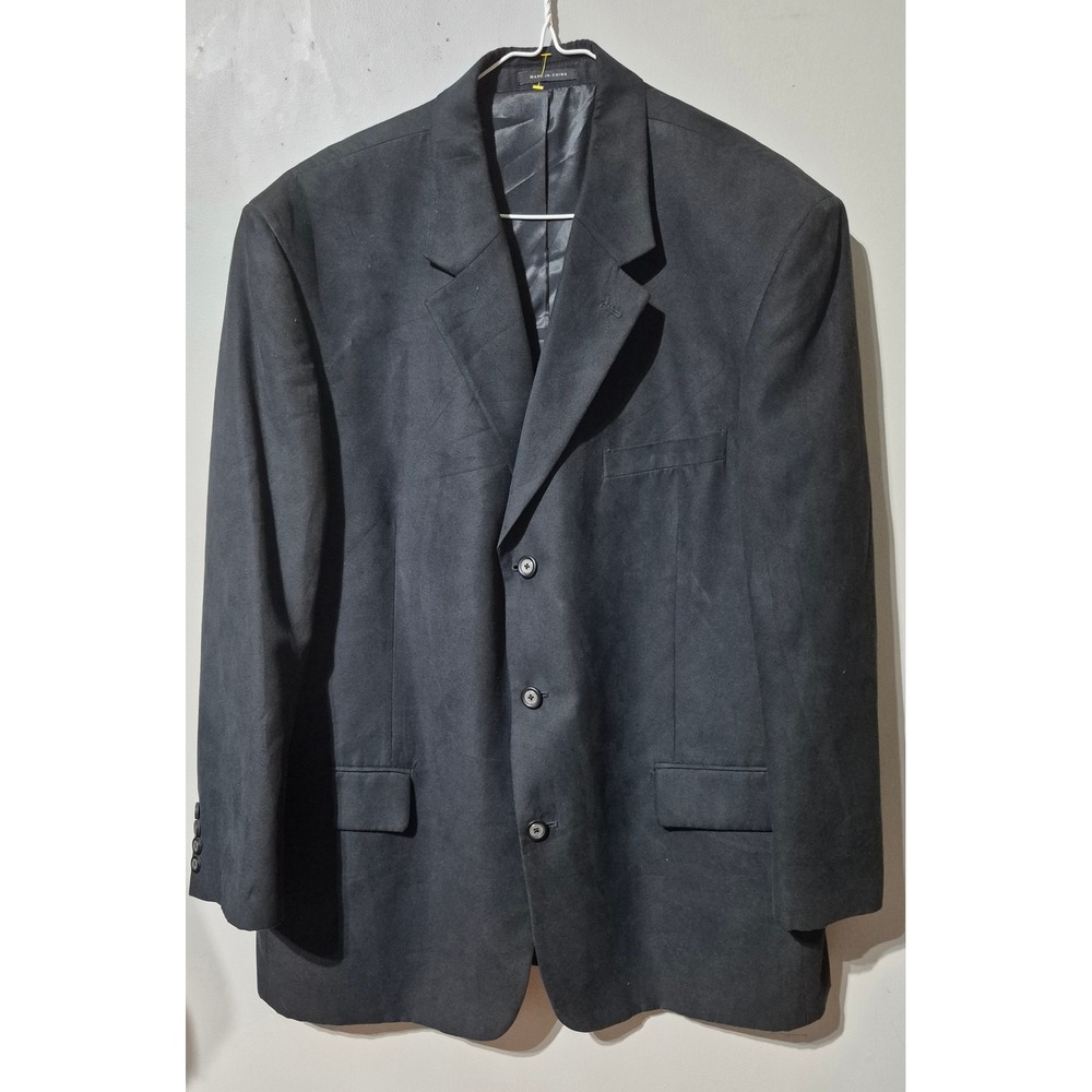 Alfani Mens Black 3 Button Blazer Jacket Macys Exclusive Faux Suede Blazer 48R